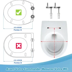 Todot Abattant WC Déclipsable forme Ovale avec Frein de Chute et Charnière Réglable - Noir* Abattant Wc