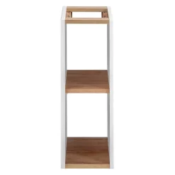 Meublorama Accessoire mural NALYA 57 cm Blanc brillant et chene clair Elément suspendu compact