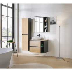 Meublorama Accessoire pour meuble sous vasque TAMO 20 cm Coloris gris anthracite Meuble suspendu