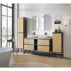 Meublorama Accessoire pour meuble sous vasque TAMO 20 cm Coloris gris anthracite Meuble suspendu