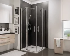 Schulte Accès d'angle droit avec porte de douche battantes, 90 x 90 cm, , NewStyle, verre transparent anticalcaire