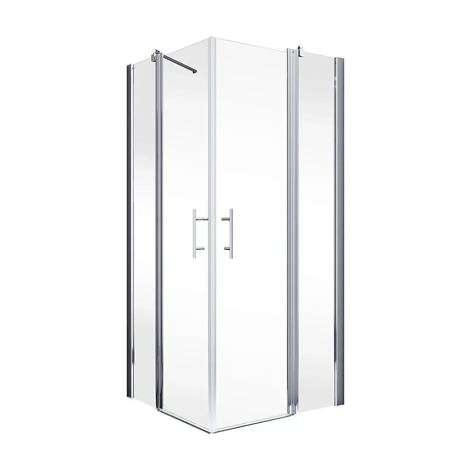 Schulte Accès d'angle droit avec porte de douche battantes, 90 x 90 cm, , NewStyle, verre transparent anticalcaire
