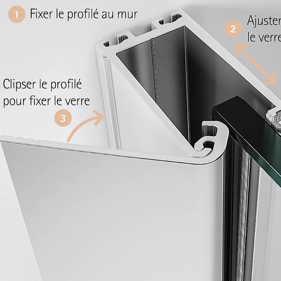 Schulte Accès d'angle droit avec porte de douche battantes, 90 x 90 cm, , NewStyle, verre transparent anticalcaire