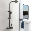 AICA Sanitaire AICA colonne de douche thermostatique noir mat avec douche de tête carrée 20X20cm, réglable en hauteur 730-1150mm* Colonne De Douche Thermostatique