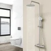 AICA Sanitaire AICA Colonne de douche thermostatique, Acier inoxydable Pomme 200mm+Douchette 3 jets, Chromé* Colonne De Douche Thermostatique