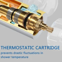 AICA Sanitaire AICA colonne de douche thermostatique avec douche de tête ronde de 200 mm, douchette à main 3 fonctions, hauteur réglable