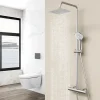 AICA Sanitaire AICA colonne de douche thermostatique en laiton, douche de tête carrée, 3 jets