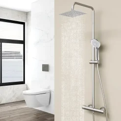 AICA Sanitaire AICA colonne de douche thermostatique en laiton, douche de tête carrée, 3 jets