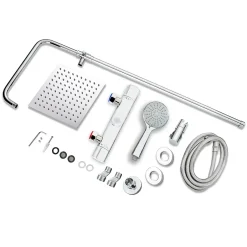 AICA Sanitaire AICA colonne de douche thermostatique en laiton, douche de tête carrée, 3 jets