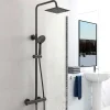 AICA Sanitaire AICA colonne de douche thermostatique noir mat avec douche de tête carrée, réglable selon plusieurs modes, réglable en hauteur
