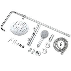 AICA Sanitaire AICA Colonne de douche thermostatique chromée, avec douche de tête ronde et douchette à main réglable en plusieurs modes* Colonne De Douche Thermostatique
