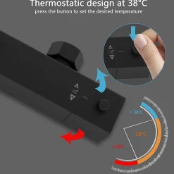 AICA Sanitaire AICA colonne de douche thermostatique noir mat avec douche de tête carrée 20X20cm, réglable en hauteur 730-1150mm* Colonne De Douche Thermostatique