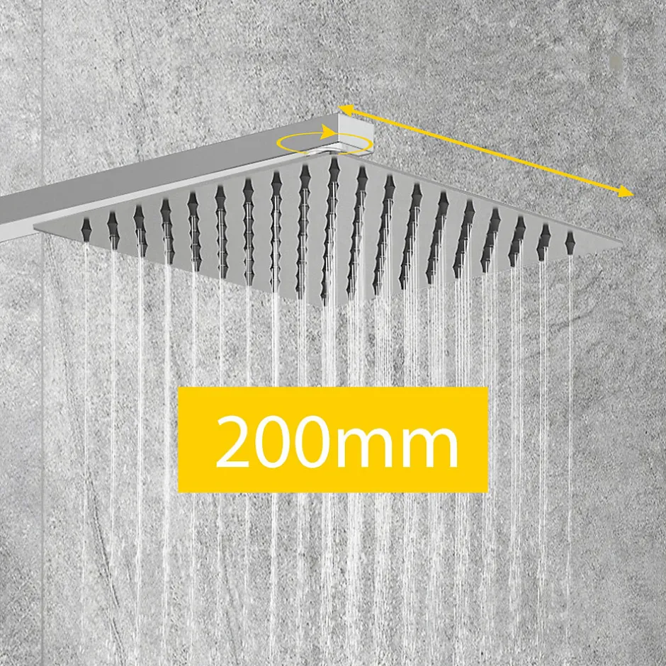 AICA Sanitaire AICA colonne de douche thermostatique noir mat avec douche de tête carrée 20X20cm, réglable en hauteur 730-1150mm