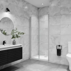 AICA Sanitaire AICA porte de douche battante 90x180cm profilé blanc en 5mm verre anticalcaire Hauteur 180cm Installation en niche* Porte De Douche