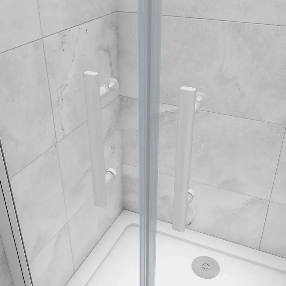 AICA Sanitaire AICA porte de douche battante 90x180cm profilé blanc en 5mm verre anticalcaire Hauteur 180cm Installation en niche* Porte De Douche