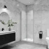AICA Sanitaire AICA porte de douche battante 80x180cm profilé blanc en 5mm verre anticalcaire Hauteur 180cm Installation en niche