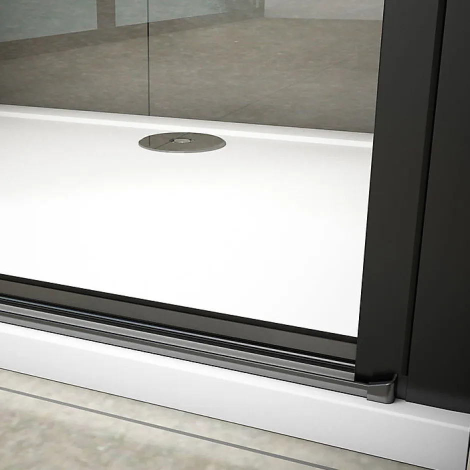 AICA Sanitaire Aica Porte De Douche Battante Noir Mat 80x200cm En 8mm Verre Anticalcaire* Porte De Douche