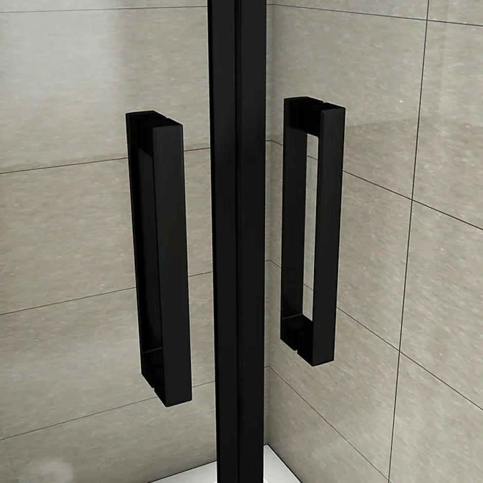 AICA Sanitaire Aica Porte De Douche Battante Noir Mat 80x200cm En 8mm Verre Anticalcaire* Porte De Douche