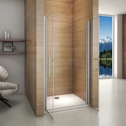 AICA Sanitaire Aica Porte De Douche Battante 85x187cm Porte De Douche Installation En Niche Ouverte Vers L'intérieur Ou L'extérieur* Porte De Douche