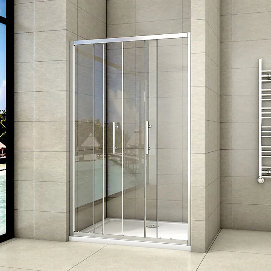 AICA Sanitaire Aica Porte De Douche Coulissante 160x190cm Transparente Chromé L'accès Au Centre* Porte De Douche