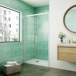AICA Sanitaire Aica Porte De Douche Coulissante 120x190cm Profilé Blanc Installation En Niche* Porte De Douche