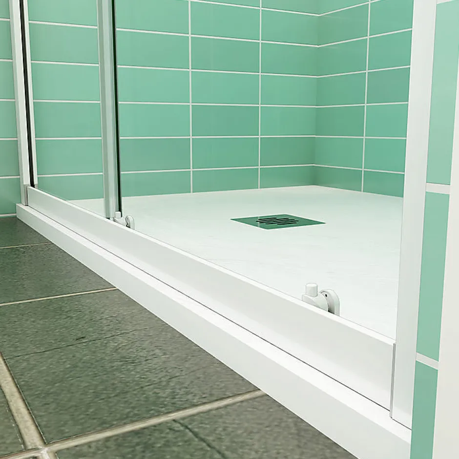 AICA Sanitaire Aica Porte De Douche Coulissante 120x190cm Profilé Blanc Installation En Niche* Porte De Douche