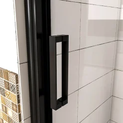 AICA Sanitaire Aica Porte De Douche Noir Mat 110x195cm Porte De Douche Avec L'amortisseur Porte Coulissante En 8mm Verre Anticalcaire