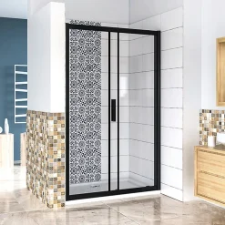 AICA Sanitaire Aica Porte De Douche Noir Mat 160x195cm Porte De Douche Avec L'amortisseur Porte Coulissante En 8mm Verre Anticalcaire* Porte De Douche