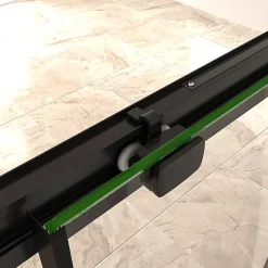 AICA Sanitaire Aica Porte De Douche Noir Mat 160x195cm Porte De Douche Avec L'amortisseur Porte Coulissante En 8mm Verre Anticalcaire* Porte De Douche