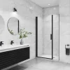 AICA Sanitaire AICA porte de douche pivotante 120x200cm avec un élément fixe Porte de douche noire Hauteur 200cm en 8mm verre anticalcaire