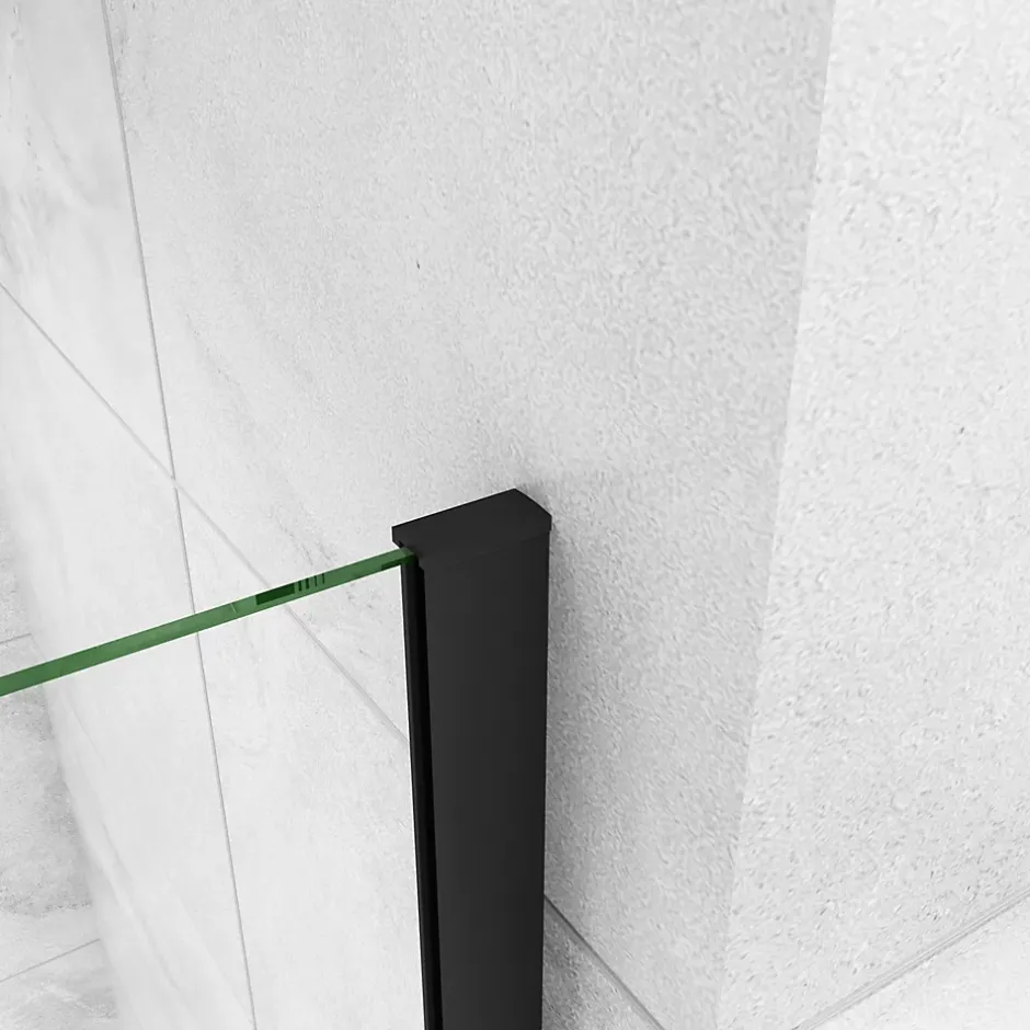 AICA Sanitaire AICA porte de douche pivotante 120x200cm avec un élément fixe Porte de douche noire Hauteur 200cm en 8mm verre anticalcaire