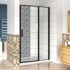 AICA Sanitaire Aica porte de douche pivotante 100x185cm noir mat en 6mm verre anticalcaire installation en niche* Porte De Douche