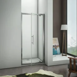 AICA Sanitaire Aica Porte De Douche 80x185 Cm Porte Pivotante Installation En Niche Verre Securit