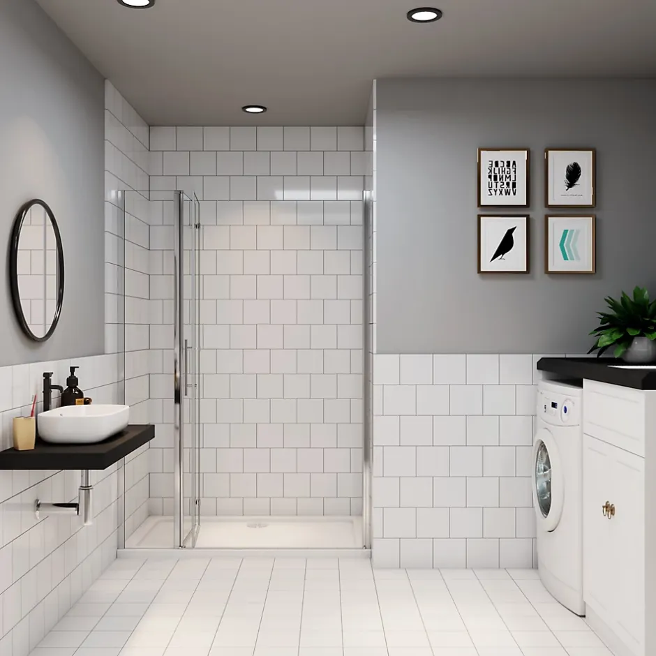 AICA Sanitaire AICA porte de douche 100x185cm en verre anticalcaire 2 verres mobile et un verre fixé* Porte De Douche