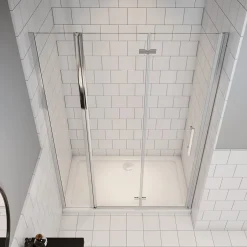 AICA Sanitaire AICA porte de douche 100x185cm en verre anticalcaire 2 verres mobile et un verre fixé* Porte De Douche