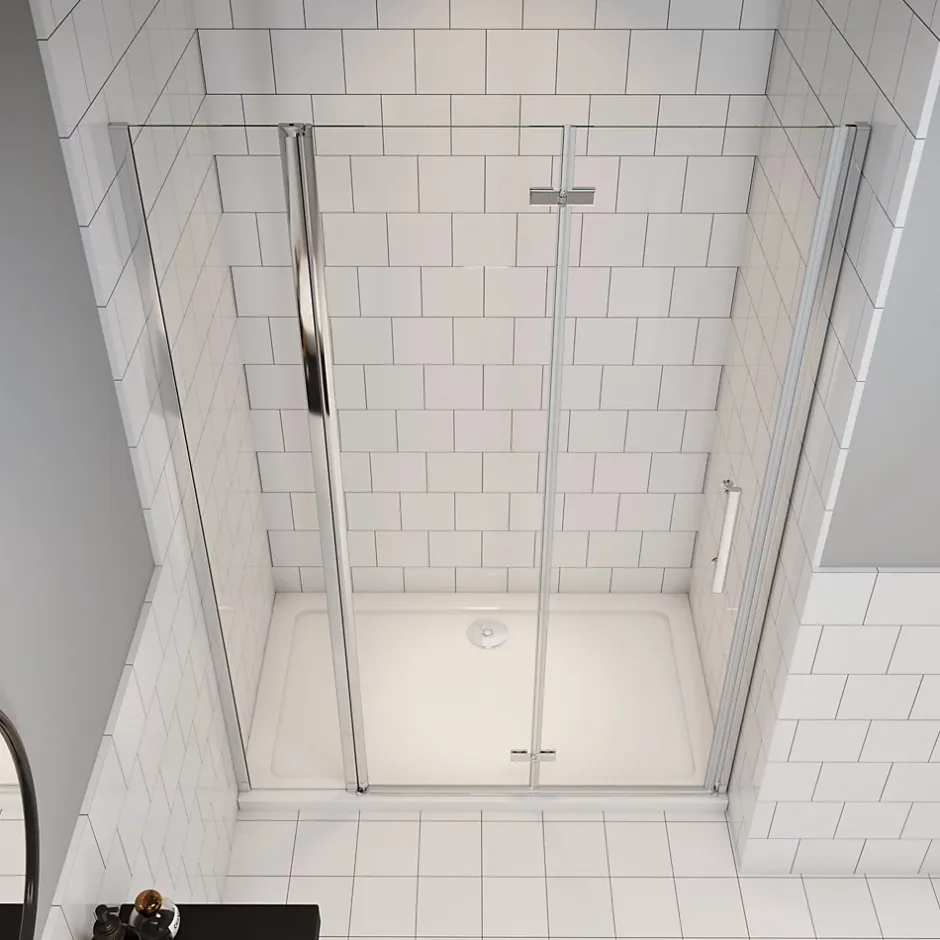 AICA Sanitaire AICA porte de douche 100x185cm en verre anticalcaire 2 verres mobile et un verre fixé* Porte De Douche