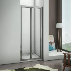 AICA Sanitaire Aica Porte De Douche 100x185cm Pliante En Verre Sécurit Clair,installation En Niche* Porte De Douche