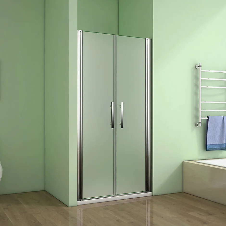 AICA Sanitaire Aica Porte De Douche 80x185cm Porte Battante Verre Satiné Et Anticalcaire Porte Battante En Niche