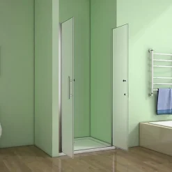 AICA Sanitaire Aica Porte De Douche 80x185cm Porte Battante Verre Satiné Et Anticalcaire Porte Battante En Niche