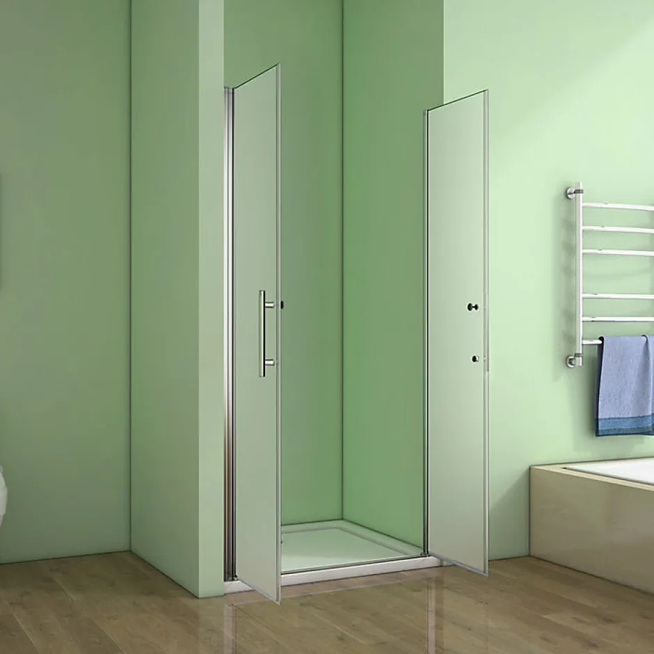 AICA Sanitaire Aica Porte De Douche 80x185cm Porte Battante Verre Satiné Et Anticalcaire Porte Battante En Niche