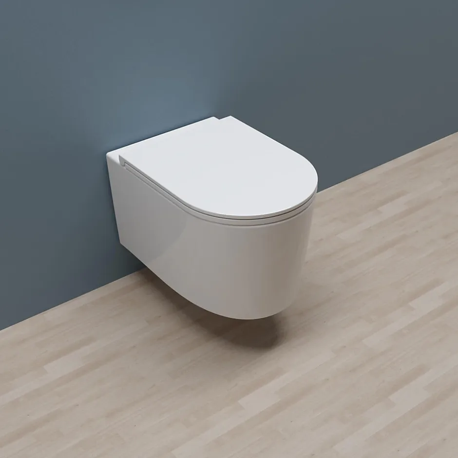 AICA Sanitaire AICA WC Suspendu Sans Bride Avec Abattant Soft-Close - Blanc 52,5x36x36cm* Wc Suspendu
