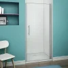AICA Sanitaire Aica 80x187cm Porte Pivotante Porte De Douche Paroi De Douche En Niche Verre Anticalcaire* Porte De Douche