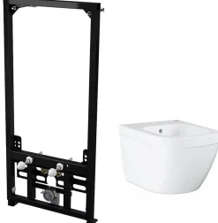 Vitra Alca Pack Bâti support pour bidet suspendu + Bidet suspendu Grohe, blanc alpin (SetBidetGrohe-1)* Bidet