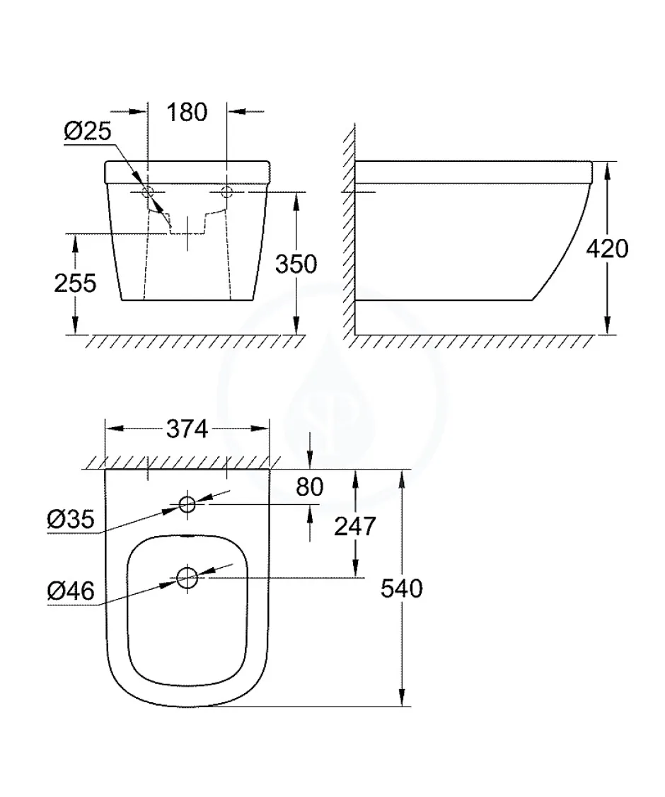 Vitra Alca Pack Bâti support pour bidet suspendu + Bidet suspendu Grohe, blanc alpin (SetBidetGrohe-1)* Bidet