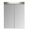 Trend Team AMANDA - Armoire de toilette murale - 2 portes miroir - Mélaminé Blanc/Chêne. L - H - P : 60 - 77 - 17 cm