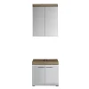 Trend Team AMANDA - Ensemble salle de bain 2 pièces. mélaminé couleur chêne/blanc brillant L - H - P : 60 - 190 - 34 cm* Meuble Sous Lavabo