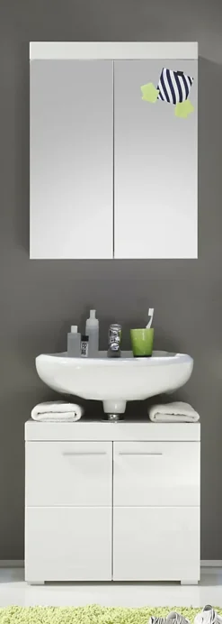Trend Team AMANDA - Ensemble salle de bain 2 pièces. mélaminé Blanc Brillant L - H - P : 60 - 190 - 34 cm