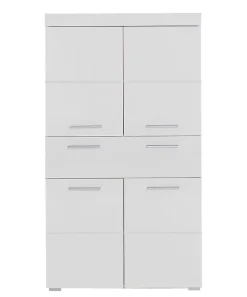 Trend Team AMANDA - Meuble de salle de bain mélaminé - Meuble Commode. Blanc brillant. L-H-P : 73 - 132 - 31 cm* Meuble De Salle De Bains Faible Profondeur|Armoire De Salle De Bains
