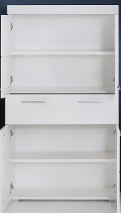 Trend Team AMANDA - Meuble de salle de bain mélaminé - Meuble Commode. Blanc brillant. L-H-P : 73 - 132 - 31 cm* Meuble De Salle De Bains Faible Profondeur|Armoire De Salle De Bains