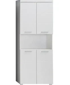 Trend Team AMANDA - Meuble de salle de bain mélaminé - Meuble Colonne. Blanc brillant. L-H-P : 73 - 190 - 31 cm